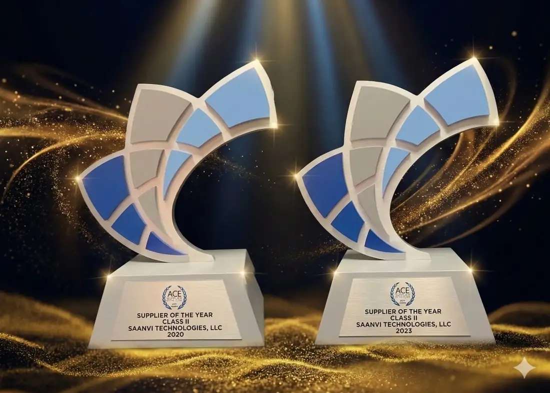 ACE Supplier of the Year Class II trophies awarded to Saanvi Technologies in 2020 and 2023